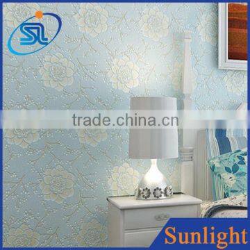 romantic living room bedroom pastoral wallpaper non-woven wallpaper blue interior wallpaper