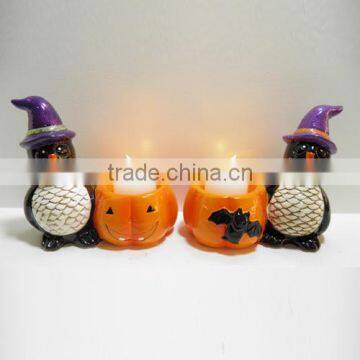 Morden pumpkin ceramic halloween candle holder