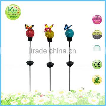 Dancing Butterfly With Glass Ball Led Solar Garden Light