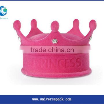 Nice Design Packing Boxes Crown Pink Flocking Jewelry Box For Sale