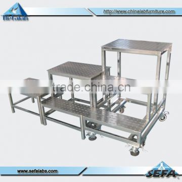 biology lab furniture/lab furniture manufacturers/combined type stainless steel trolley