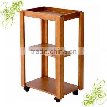 Wooden Color Solid Wood Mobile Equipment Trolley Beauty Salon Trolley