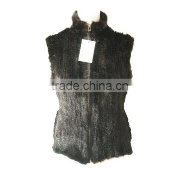 Hot sale Fur Vest Factory Direct Sale Knitted MInk Fur Vests With Zip Collar New Collection KZ14078