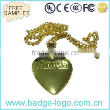 Golden Heart with Bead Chain, Custom Pendant for Gift