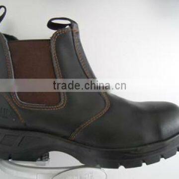 no lace smooth leather steel toe cap PU injection industrial safety shoes price