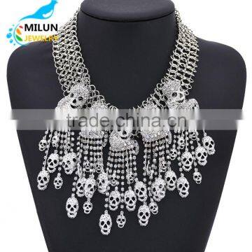 Punk skull pendant chunky statement maxi jewelry necklace 2016