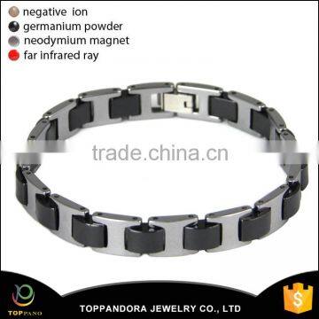 Tungsten Steel Brazil Hematite Steel Magnetic Energy Black Stone Therapy Bracelet Tungsten Bracelet