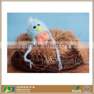 Winter Warm Blue Bird Baby Beanie Hat With Earflaps And Ties