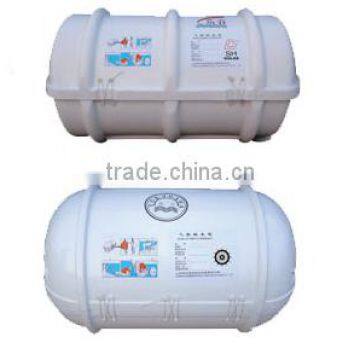 Grass fiber reinforced plastic container for air tilled life-sating raft