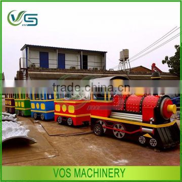 Vivid ancient amusement trackless train rides take players run among the amusement parks