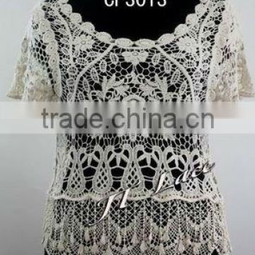 ladies tops 2012 cotton water soluble summer clothes