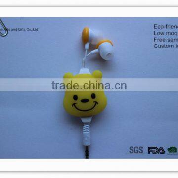 Yellow cartoon bear retractable earphone for kids gifts