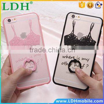 Luxury Lace Underwear Phone Case Coque For Iphone 6 Ring Transparent Cover For Apple Iphone 6 Plus 360 Stands Cases