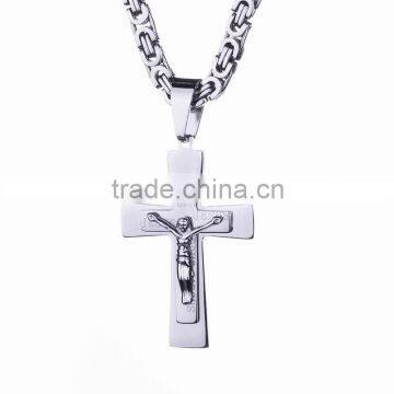 2016 New Design Classic Necklaces Ornament Two-layer Silver Marking Character Christian Pray God Titanium Steel Cross Pendant