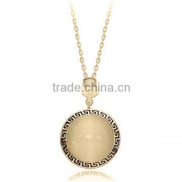 Luxury Moonstone Disc Pendant Chain Necklace Choker Costume Jewelry Accessory For Women