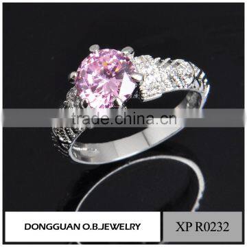 New design fashion single stone pink ring / fashion ring jewelry wholesale