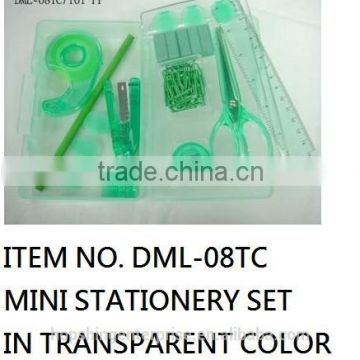 Mini stationery set in transparent color