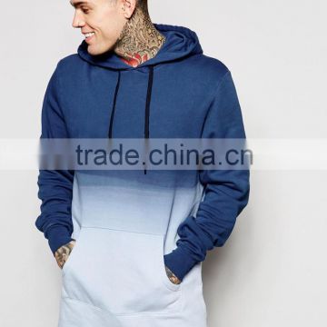 Gradient color longline mens blank hoodie wholesale , Customized tie dyed long blank hoodies