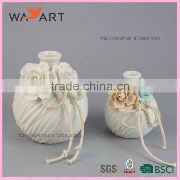 New Arrival White Ceramic Oil Dispenser With Flower Design