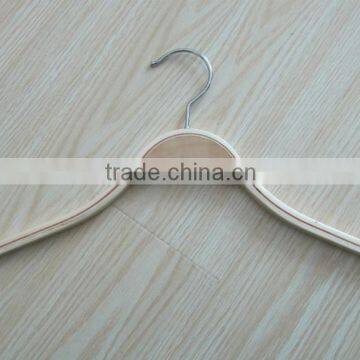 head laminated wooden hanger , natural color shirt hanger hot sale