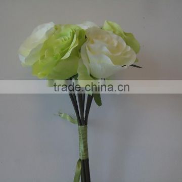 Hot sale artificial bridal bouquet silk rose bouquet with 6 head for wedding decor