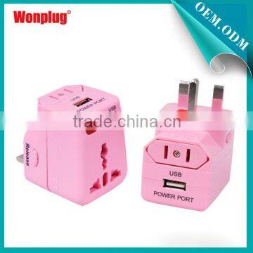 World travel adapter with dual USB with AU UK EU US plug