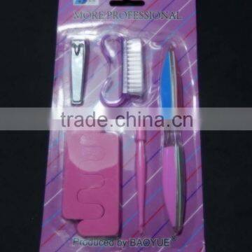 6 in 1 pedicure set into blister packaging, nail clipper, nail brush, 6 side nail file, cuticle nail pusher, seperators