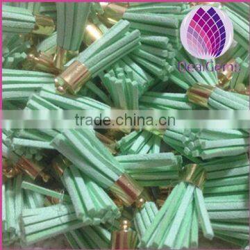 green imitation leather mini Tassel with metal cap for Decorative and Jewelry Use