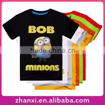 OEM Stock 3D Print Cotton Short Sleeve Child Kids Cartoon Minion T-Shirt Wholesale