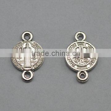 Wholesale small medal two holes connectors with Saint Benendict