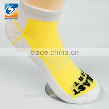 Half terry yellow mesh women ankle sports socks,sport socks with custom logo,sport socks