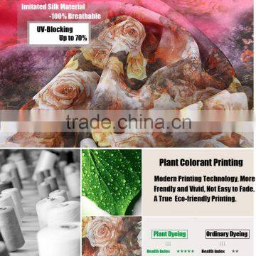 Yiwu Arrows Premium Lady Women Girls Summer Sun Protection Shawl Scarf Wraps Peony Flower Pattern photo-6