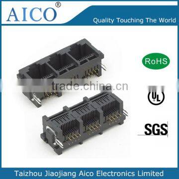 best quality free sample pcb mounting 90 degree plastic 3 ports 8P amp rj45 connectors