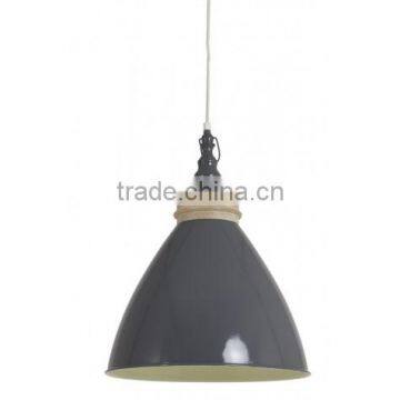 Grey Metal Wood Ceiling Light / Hanging Shade Lamp / Modern Pendant