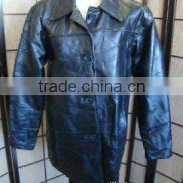 Black Italian Stone Woman's Leather Coat