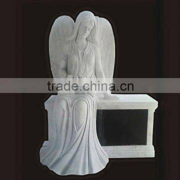 Hand Carved White Marble Angel Tombstone HT-S-MB131