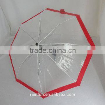 Wholesale poe transparent plastic material 3 fold umbrella