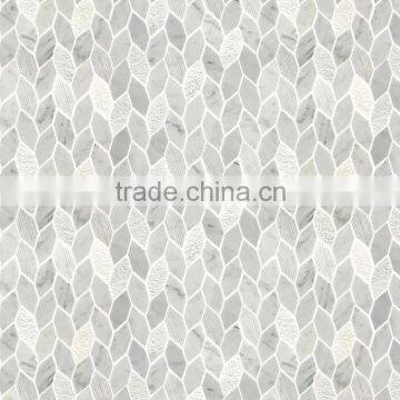 leaf pattern bianco carrara white water jet mabrle mosaic