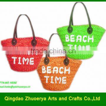 Embroidered corn husk beach straw bag Lady straw handbags