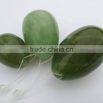 2015 top quality natural dark green jade kegel eggs nephrite jade eggs