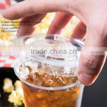 Custom High Quality PS Plastic Clear Flat Lid With Straw Slot for Clod Drink Cup photo-2