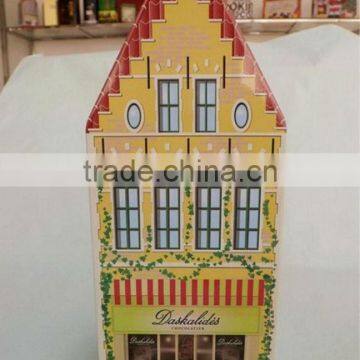 wholesale customise big house shape cookie tin