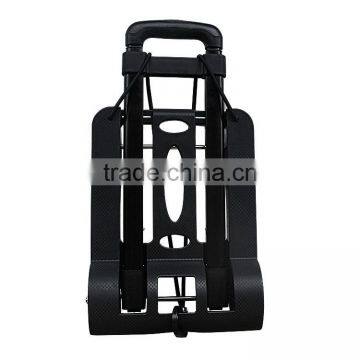 Mini Folding Shopping Cart With 2 Wheels/Lightweight Black Iron Alloy Folding Luggage Cart/ Portable Hand Trolley photo-5