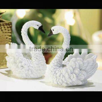 white polyresin garden statue swan