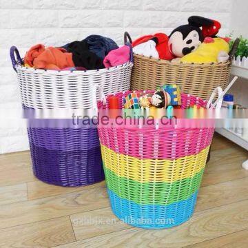 Set of Three Handmade Plastic Woven Laundry Basket With Handles photo-4