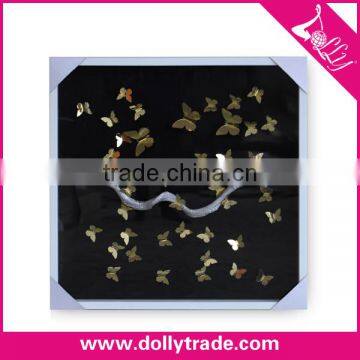 80*80CM Yiwu Dolly Shadow Box Frames Wholesale 3D Buterfly Gold Foil Picture Wall Decorative Art