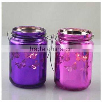 butterfly design mirror glass jar factory supply