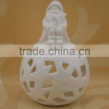 White Ceramic Tealight Candle Holder With Santa Claus Shape photo-2