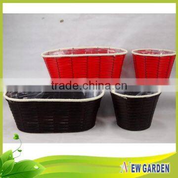 Red and Black Rattan Plant Pot,High Grade Plastic Lined Plant Basket photo-3