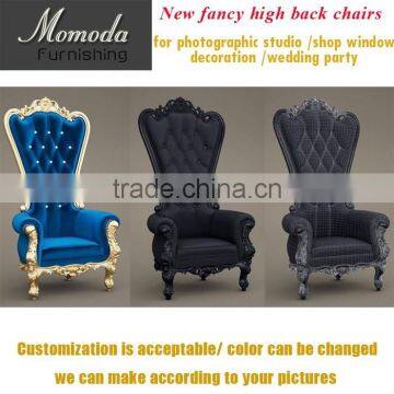 YM01Throne Chair - Queen Chair Upholstered in Luxurious Tufted Purple Velvet photo-2